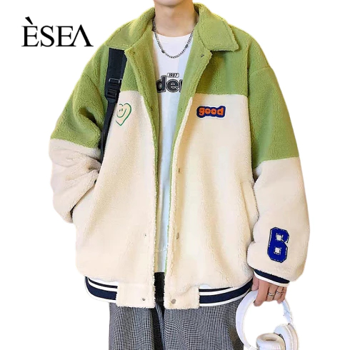 Esea Áo Khoác Vải sherpa Tay Dài Phong Cách Mỹ Thời Trang Thu Đông Mới Dành Cho Nam Nữ Cả nam lẫn nữ đều có thể mặc.