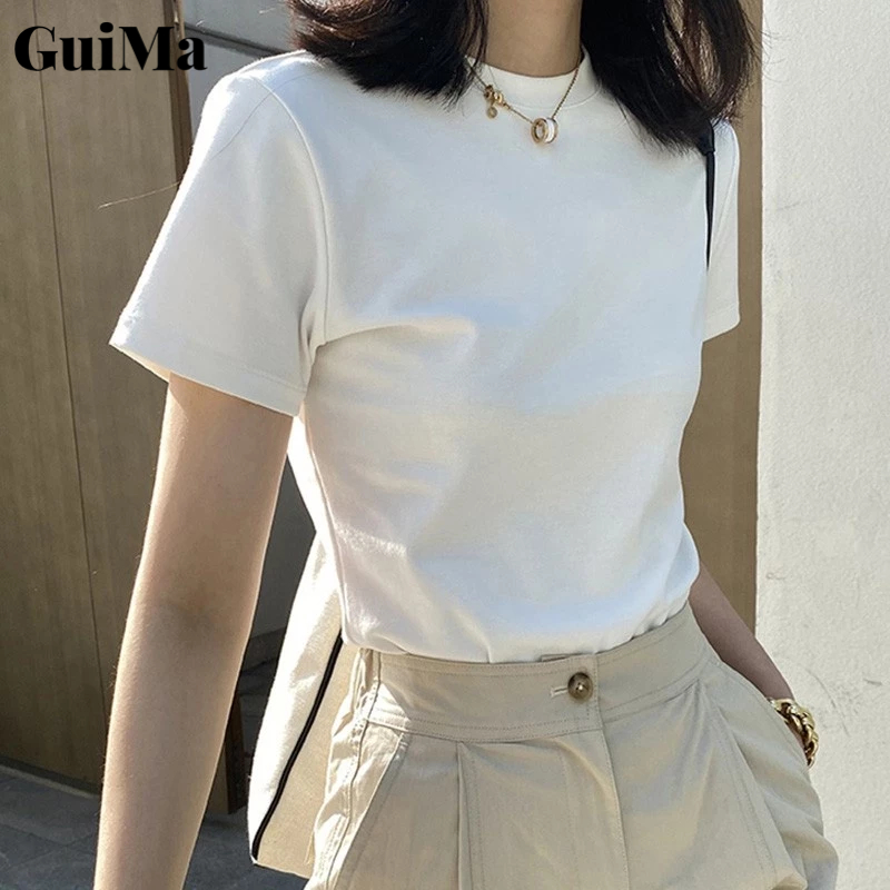 Áo thun GUI MA cotton ngắn tay thiết kế đơn giản thời trang cho nữ