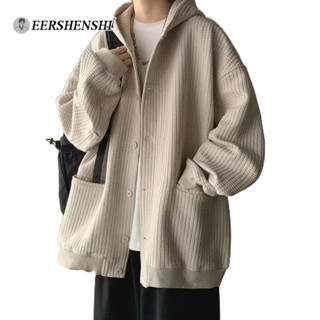 Eershenshi Áo Khoác cardigan Dệt Kim Dáng Rộng Màu Trơn Đơn Giản Chất Lượng Cao Phong Cách retro Nhật Bản Cho Nam