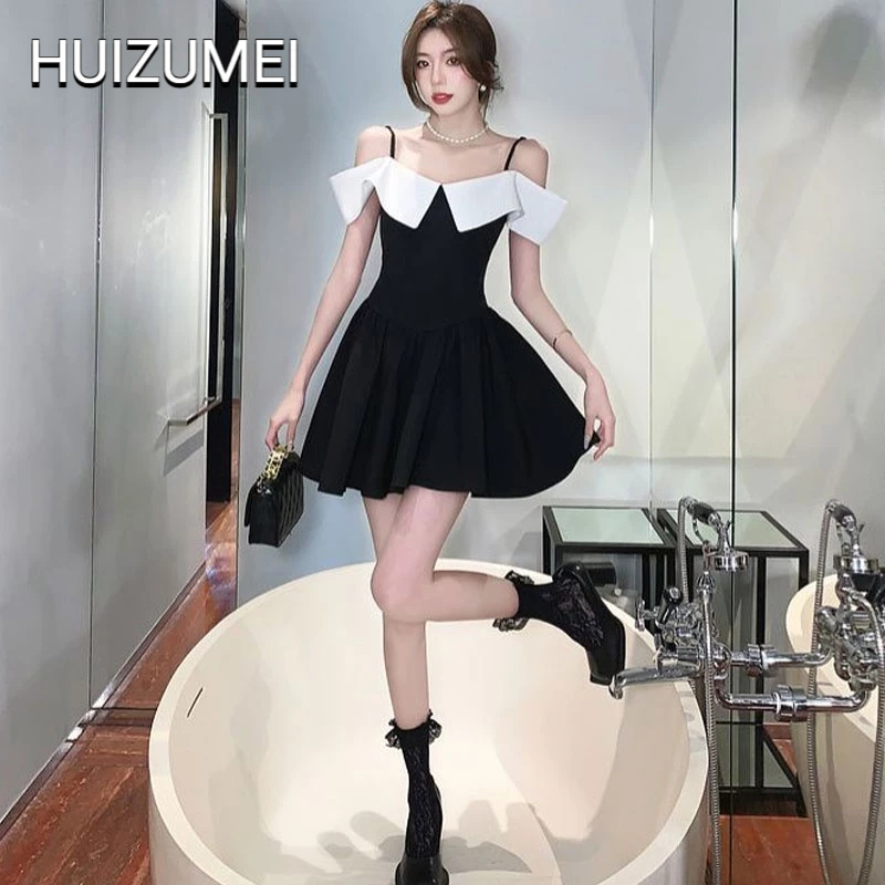 HUIZUMEI Đầm Hai Dây Ôm Eo Kiểu Pháp Thiết Kế Đẹp Mắt