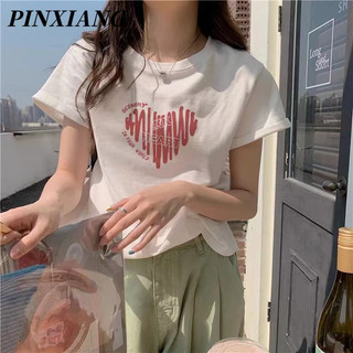 PINXIANG Áo Thun cotton Ngắn Tay In Họa Tiết Thời Trang Mới Cho Nữ