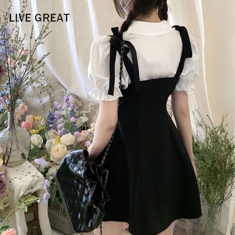LIVE GREAT Áo Sơ Mi Tay Phồng Ngắn Thắt Eo Hình Bướm Thời Trang Mùa Hè Hàng Mới Dành Cho Bạn Nữ