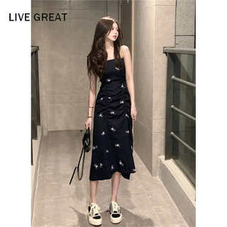 LIVE GREAT  Đầm Hai Dây Mỏng Họa Tiết Hoa Phong Cách Pháp Thời Trang Mới Cho Nữ