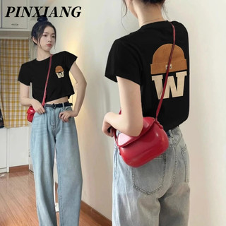 PINXIANG Áo Thun Tay Ngắn In Hình Cô Gái Gia Vị Mới Cho Nữ