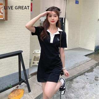 LIVE GREAT  Đầm Thun polo Dáng Rộng Phong Cách Hàn Quốc Thời Trang Mùa Hè Cho Nữ