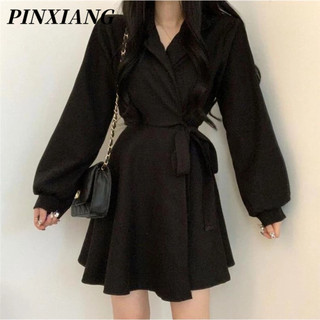PINXIANG Đầm Cổ Chữ v Thiết Kế Mới Cao Cấp Thời Trang Dành Cho Mùa Thu Đông