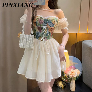 PINXIANG Đầm Công Chúa Tay Phồng Thiết Kế Mới Cao Cấp Thời Trang Dành Cho Nữ