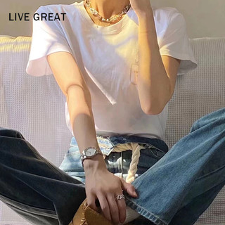 LIVE GREAT  Áo Thun cotton Ngắn Tay Dáng Rộng Thời Trang Mới Cho Nữ