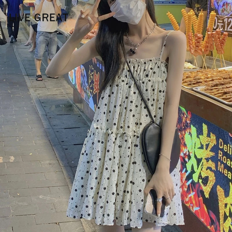 Đầm Hoa Nhỏ Dáng Rộng Phong Cách Hàn Quốc Thời Trang Mùa Hè Mới Cho Nữ