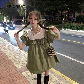 LIVE GREAT  Đầm Búp Bê Ngắn Tay Form Rộng Phong Cách Trẻ Trung Dành Cho Nữ