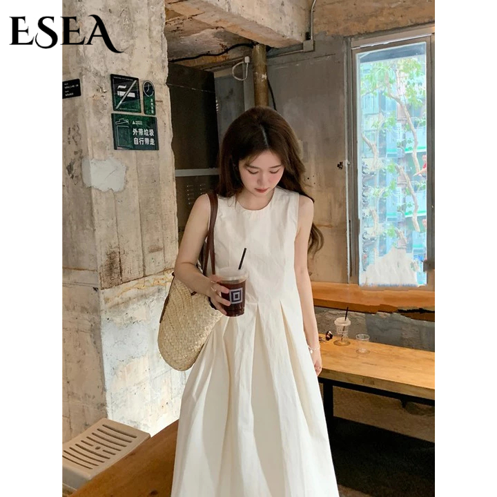 ESEA Đầm Hai Dây Dáng Chữ A Màu Trơn Thời Trang Mùa Hè 2023 Chất Lượng Cao plus size Cho Nữ