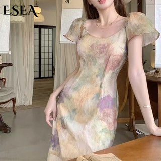 ESEA Đầm Dài Đuôi Cá Tay Ngắn Nhuộm Màu Thời Trang Mùa Hè Sang Trọng Cho Nữ