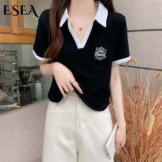 ESEA Áo Thun Ngắn Tay Cổ Chữ V Thời Trang Nữ Tính