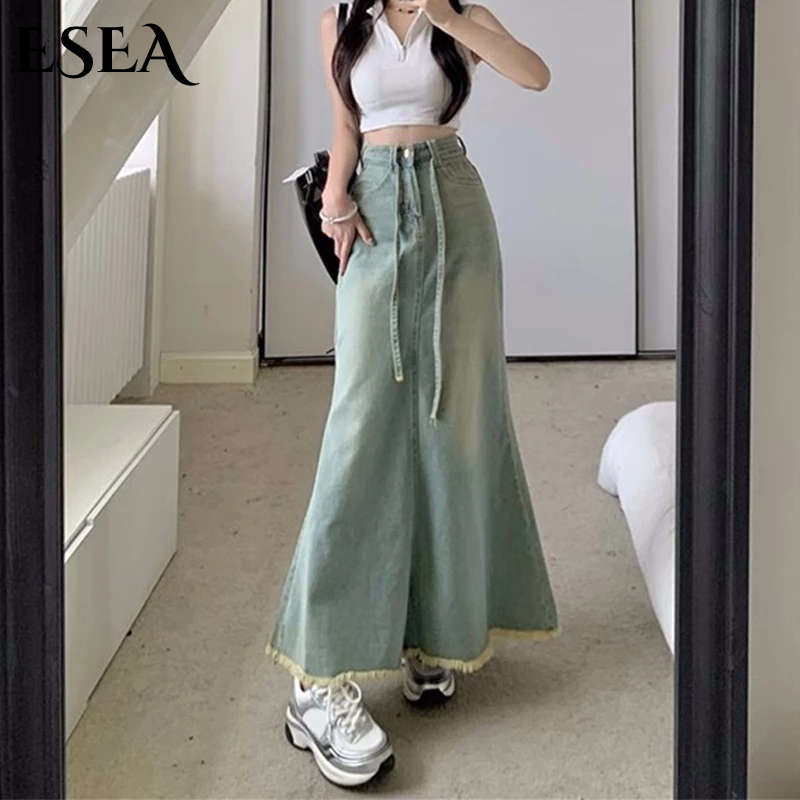 Đầm Denim Đuôi Cá Lưng Cao Thời Trang Nữ Tính