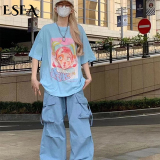 ESEA Áo Thun Tay Ngắn Dáng Rộng Phong Cách Hip Hop Thời Trang Mùa Hè Mới Cho Nữ