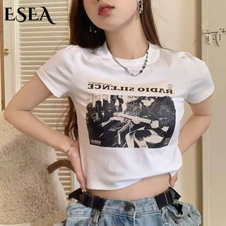 Áo Thun 100% cotton Ngắn Tay In Họa Tiết retro Mỹ Thời Trang Mùa Hè 2023 Dành Cho Nữ áo croptop