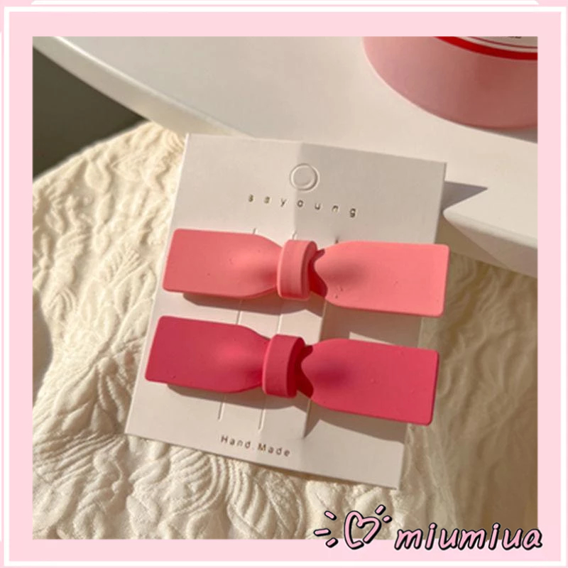 Miumiua🔮Kẹp Tóc Hình Nơ Trái Tim Màu Hồng Dễ Thương Đơn Giản Thời Trang Hàn Quốc