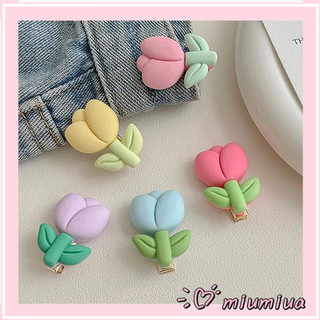 👾miuaKẹp Tóc Mái Ngang Hình Hoa Tulip Phong Cách Mới Cho Nữ