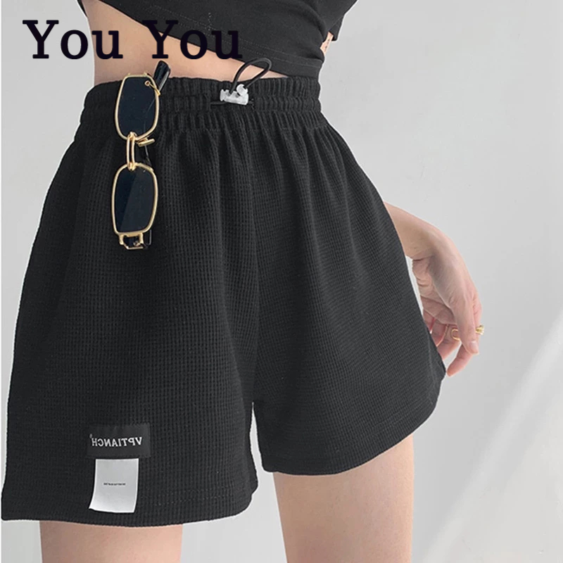 You You Tốt Nhất Quần Short Theo Dõi Bánh Waffle Thẳng Chữ U Thư Giãn Cao