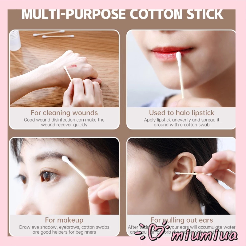 Miumiua🔮Tăm bông ngoáy tai 100 que thân gỗ tăm bông ráy tai nặn mụn