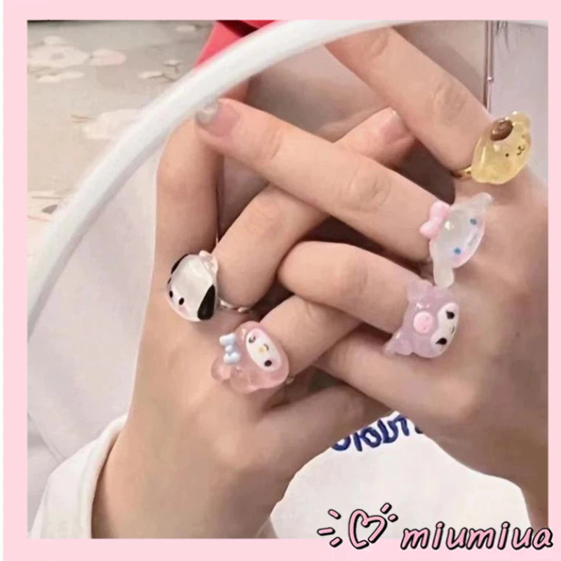 Miumiua🔮SANRIO Nhẫn Đôi Hình Mèo Kuromi Melody Nhật Bản Dễ Thương
