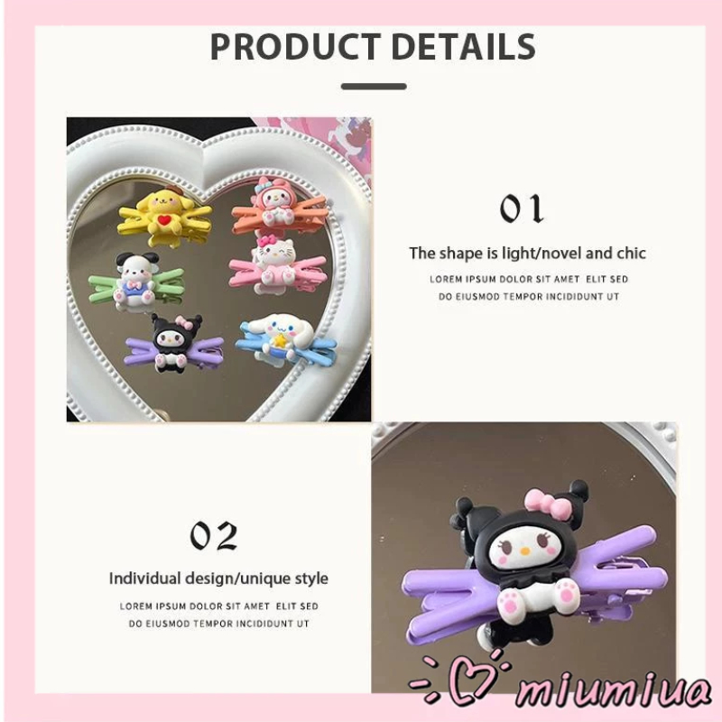 Miumiua🔮SANRIO Kẹp TóC HìNh Chữ X HọA TiếT Melody Cinnamoroll Dễ Thương Cho Bé GáI 2023