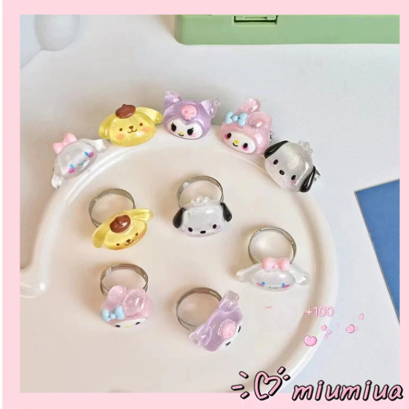 👾miuaSANRIO Nhẫn Đôi Hình Mèo Kuromi Melody Nhật Bản Dễ Thương 2024