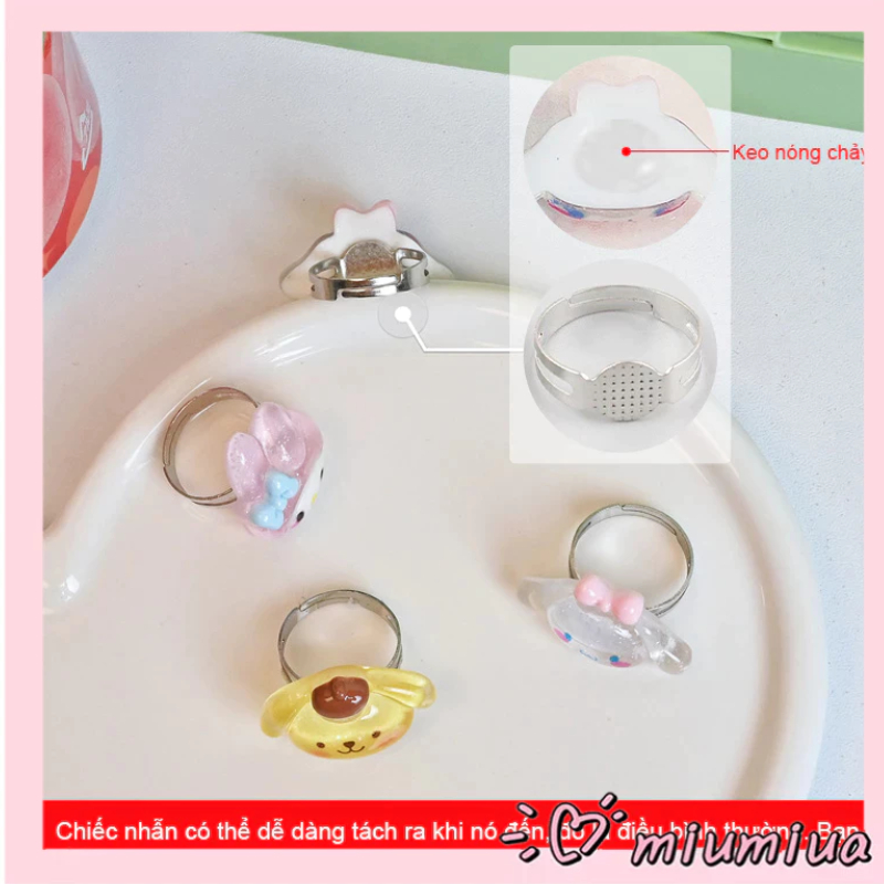 Miumiua🔮SANRIO Nhẫn Đôi Hình Mèo Kuromi Melody Nhật Bản Dễ Thương