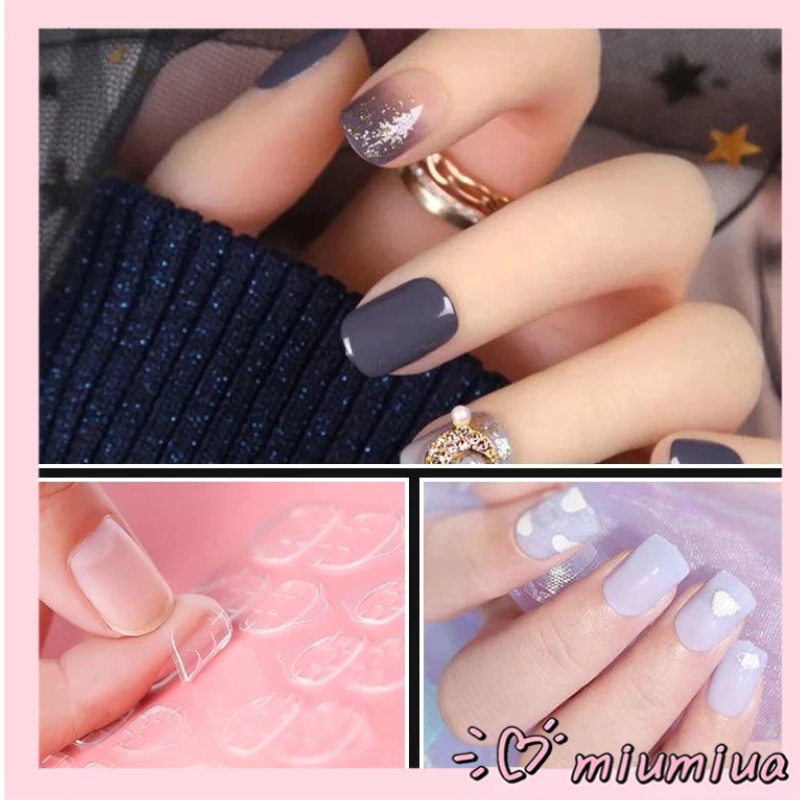 Miumiua🔮Bộ 24 Miếng Dán Móng Tay Bằng Silicone Chất Lượng Cao