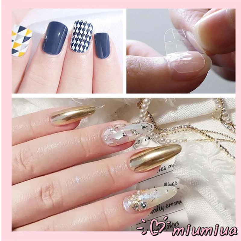 Miumiua🔮Bộ 24 Miếng Dán Móng Tay Bằng Silicone Chất Lượng Cao