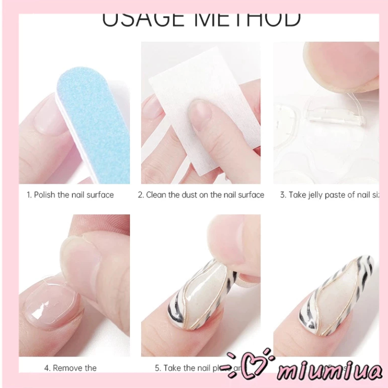 Miumiua🔮Bộ 24 Miếng Dán Móng Tay Bằng Silicone Chất Lượng Cao
