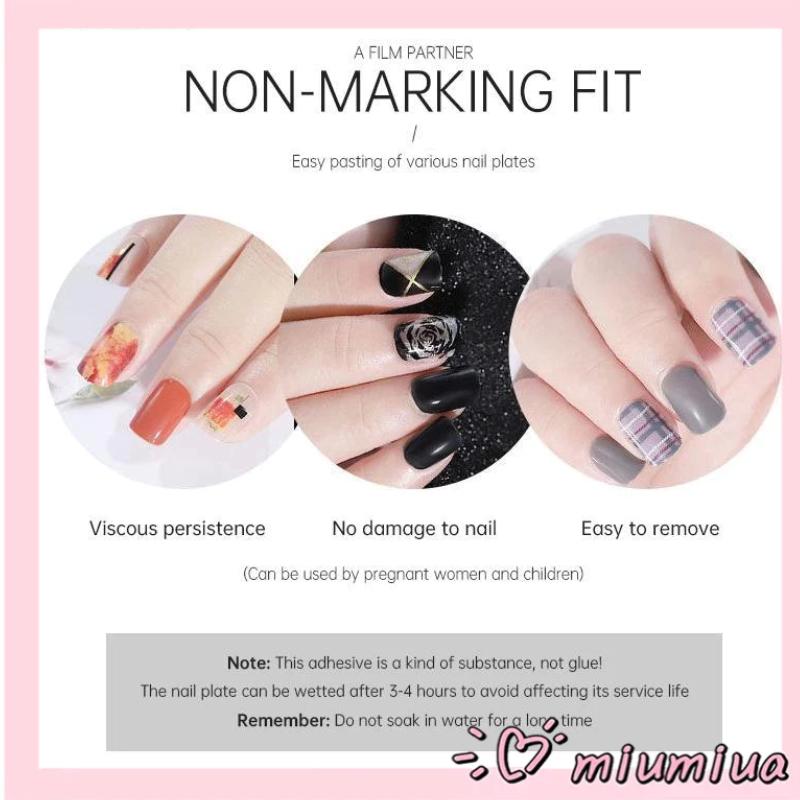 Miumiua🔮Bộ 24 Miếng Dán Móng Tay Bằng Silicone Chất Lượng Cao