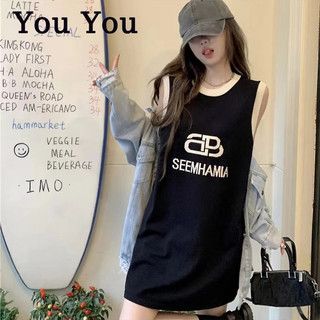 You You  Áo Thun cotton Màu Đen Dáng Rộng Phong Cách Hàn Quốc Thời Trang Mùa Hè Cho Nữ