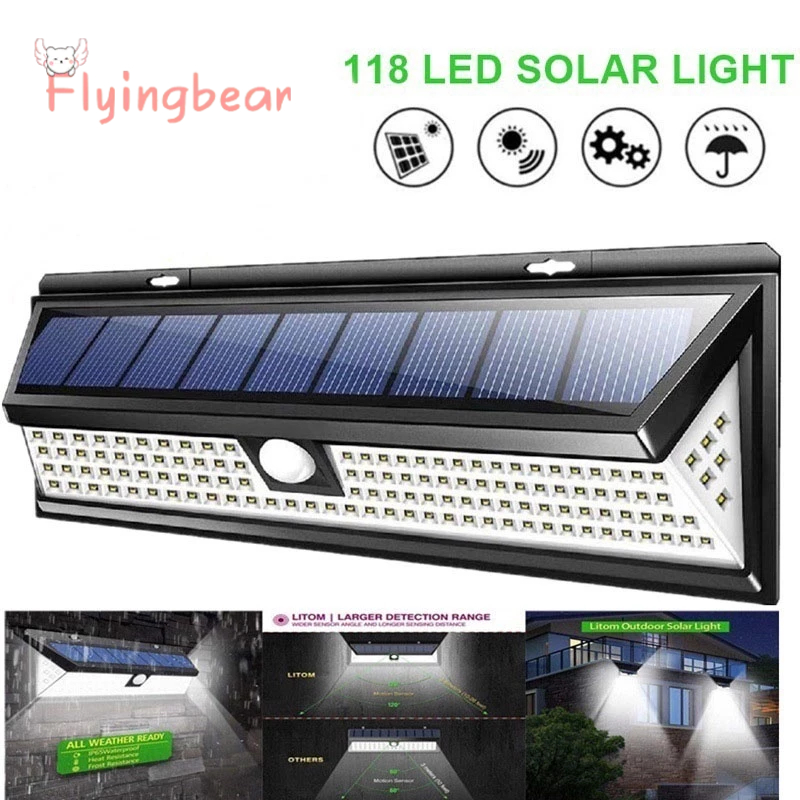 Flyingbear Đèn LED Gắn Tường Cảm Biến Năng Lượng Mặt Trời