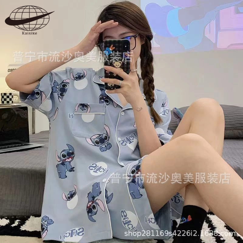 Kaisike Bộ Đồ Ngủ Ngắn Tay Họa Tiết Hoạt Hình Phong Cách Hàn Quốc Cho Nữ
