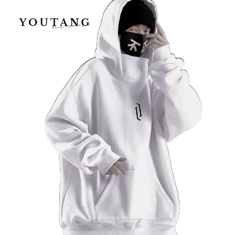 Áo Hoodie Cổ Cao Dáng Rộng Thêu Họa Tiết Phong Cách Đường Phố Thời Trang Thu Đông Cho Nam Và Nữ