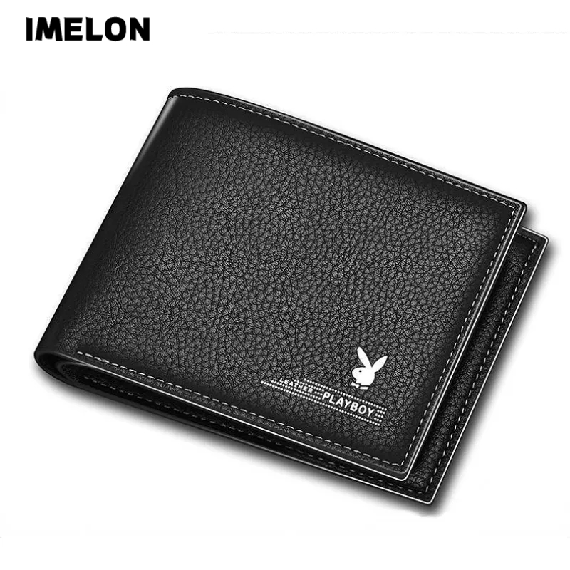 IMELON Ví Da Mềm Gấp Gọn Đa Năng Phối Khóa Kéo Thời Trang Playboy Dành Cho Nam