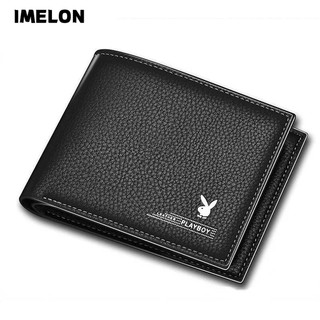 IMELON Ví Da Mềm Gấp Gọn Đa Năng Phối Khóa Kéo Thời Trang Playboy Dành Cho Nam