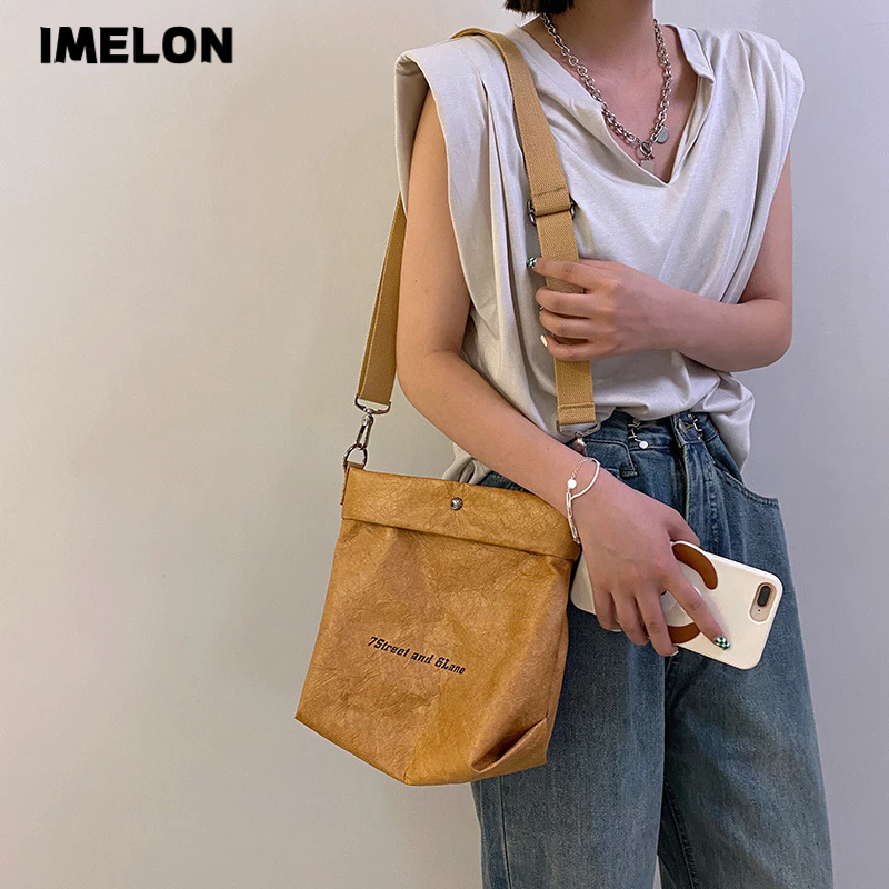 IMELON Túi Giấy kraft Đeo Chéo Phong Cách vintage Nhật Bản Mới Cho Nam