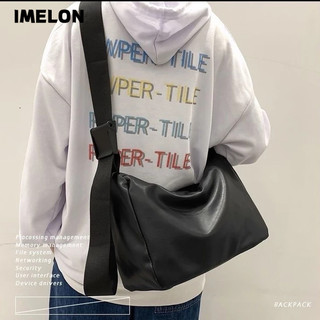 Túi da đeo vai IMELON sức chứa lớn phong cách đường phố Hàn Quốc đơn giản cho nam nữ