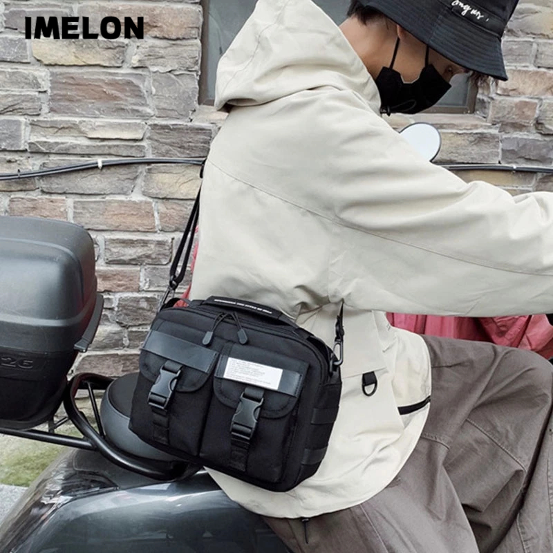 IMELON Túi Đeo Chéo Du Lịch Màu Đen Cá Tính Cho Nam