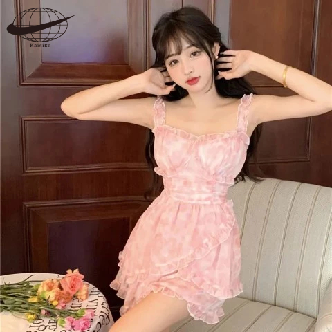 Kaisike Đầm Voan Hoa Hai Dây Dáng Chữ a Thời Trang Mùa Hè Xinh Xắn Cho Nữ