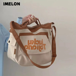 Túi đeo chéo IMELON vải canvas cỡ lớn in chữ thời trang cho nam