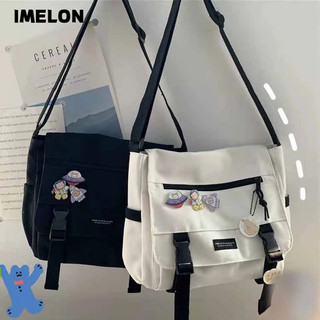 IMELON Túi Đeo Chéo Màu Đen Phong Cách Harajuku Nhật Bản Cho Nam Nữ