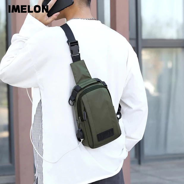 IMELON Túi Đeo Chéo Ngực Bằng nylon Chống Nước Đa Năng Có Thể Sạc Lại Thời Trang Mới Cho Nam