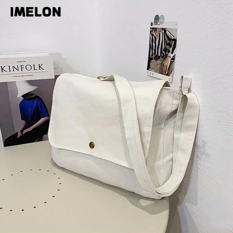 IMELON Túi Đeo Chéo Vải canvas Dày Sức Chứa Lớn Phong Cách Nhật Bản Ch