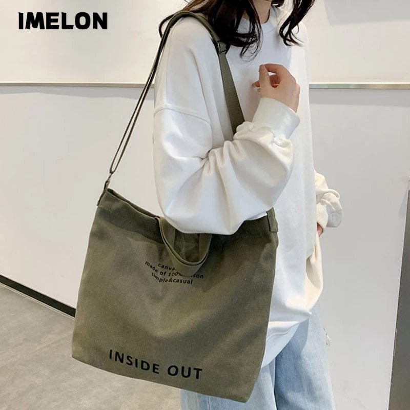 IMELON Túi Đeo Chéo Vải canvas Dày Sức Chứa Lớn Phong Cách Nhật Bản Cho Nam Và Nữ