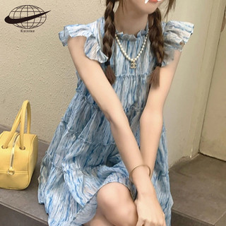 Kaisike  Đầm babydoll Dáng Chữ a Màu Nhuộm Phong Cách Pháp Thời Trang Mùa Hè Cho Nữ