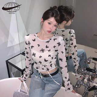 Kaisike  Áo Sơ Mi Chống Nắng Thắt Nơ Eo Cao Có Đệm Vai Cho Nữ