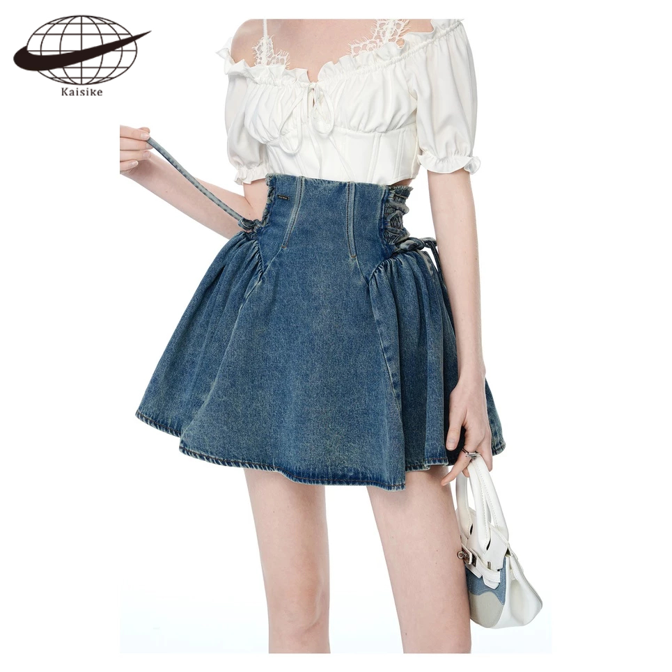 Kaisike Chân Váy Yếm Jeans Lưng Cao Thời Trang Cho Nữ